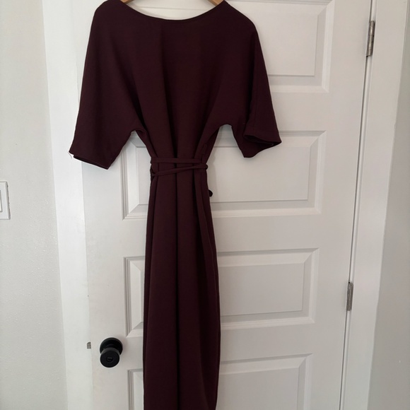 Vetta reversable wrap midi dress- red wine - Picture 5 of 8